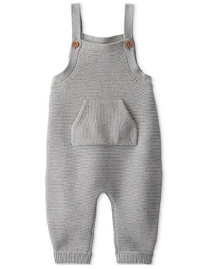 12m NWT Little Planet Baby Gray Organic Cotton Sweater Knit Overalls | Unisex